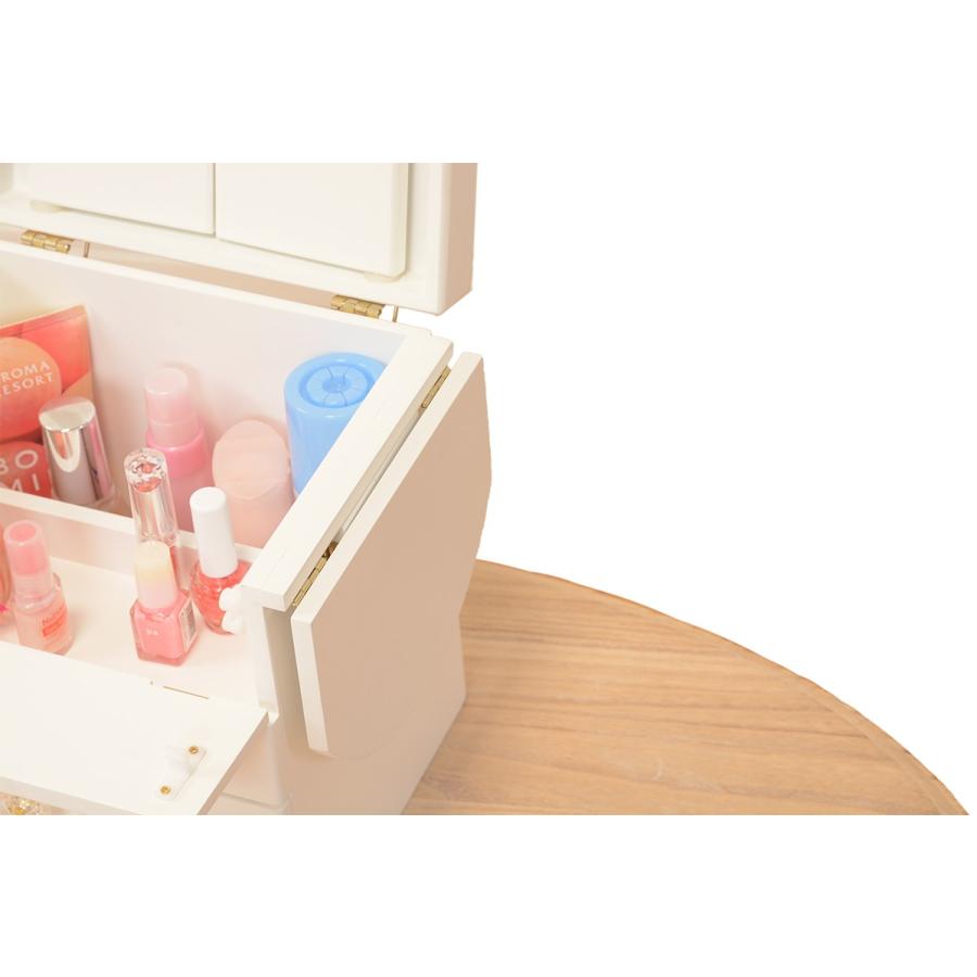 コスメボックス 化粧ボックス メイクボックス 完成品 ミラー付 三面鏡 ミニドレッサー ジュエリーボックス 化粧入れ  MUD-6835WH |  | 09