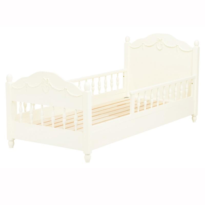 姫ベッド ベッド柵付プリンセスベッド セミシングル ショート ベッドフレーム セミシングルサイズ  すのこエレガント白 RB-1854WH | 