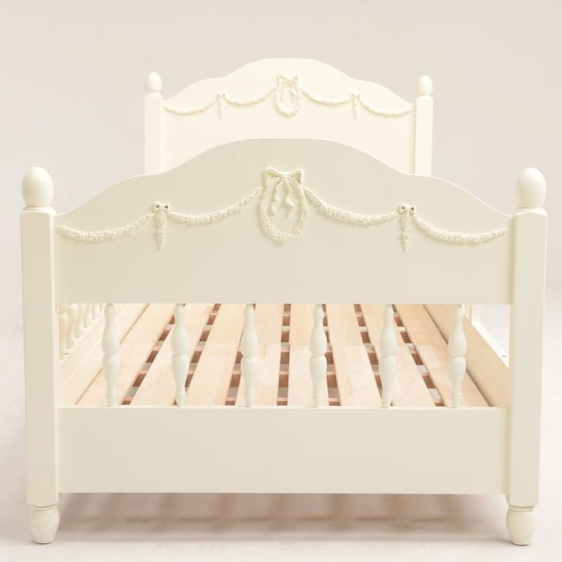 姫ベッド ベッド柵付プリンセスベッド セミシングル ショート ベッドフレーム セミシングルサイズ  すのこエレガント白 RB-1854WH |  | 01