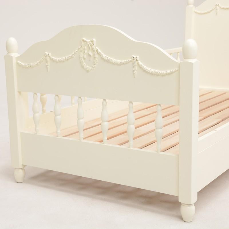 姫ベッド ベッド柵付プリンセスベッド セミシングル ショート ベッドフレーム セミシングルサイズ  すのこエレガント白 RB-1854WH |  | 03