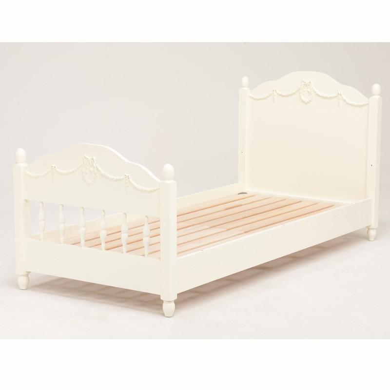 姫ベッド ベッド柵付プリンセスベッド セミシングル ショート ベッドフレーム セミシングルサイズ  すのこエレガント白 RB-1854WH |  | 06