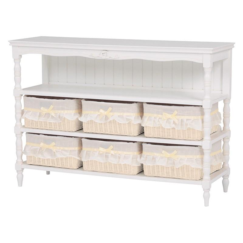 キャビネット バスケット6個 引出し 棚 内布 ボード 電話台ファックス台 チェスト 収納 オープンラック RCC-1678 | 