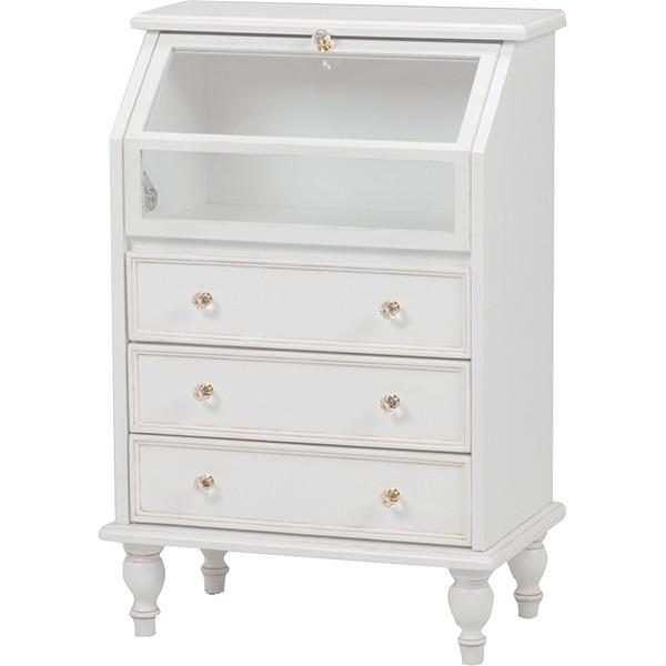 ガラスキャビネット プリンセス ボード 電話台ファックス台 チェスト ラック RCC-1787AW | 