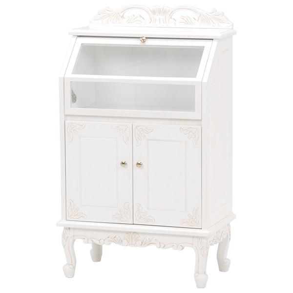 ガラスキャビネット 猫脚 ネコ脚 プリンセス ボード 電話台ファックス台 チェスト ラック RCC-1798AW | 