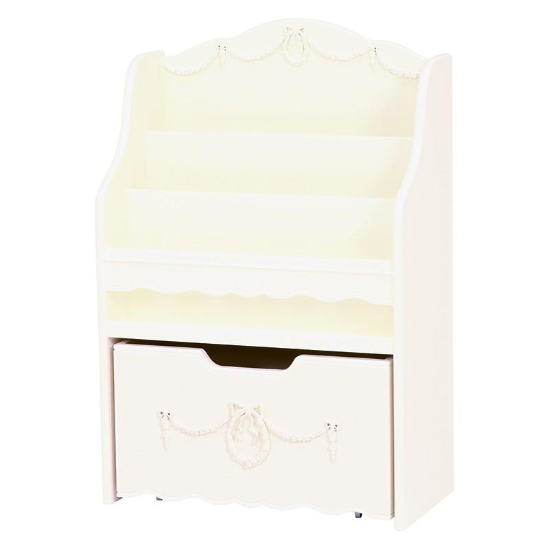 絵本ラック キャスター付き 本棚 おもちゃ収納 おもちゃ箱 絵本棚 引出し ラック ワゴン 棚 RCC-1858WH | 