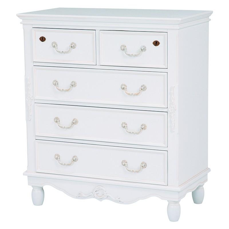北欧 チェスト 4段  鍵収納家具 衣類収納 収納 箪笥 たんす ロマンチック白 収納家具 白家具 棚エレガントRCH-1581 | 