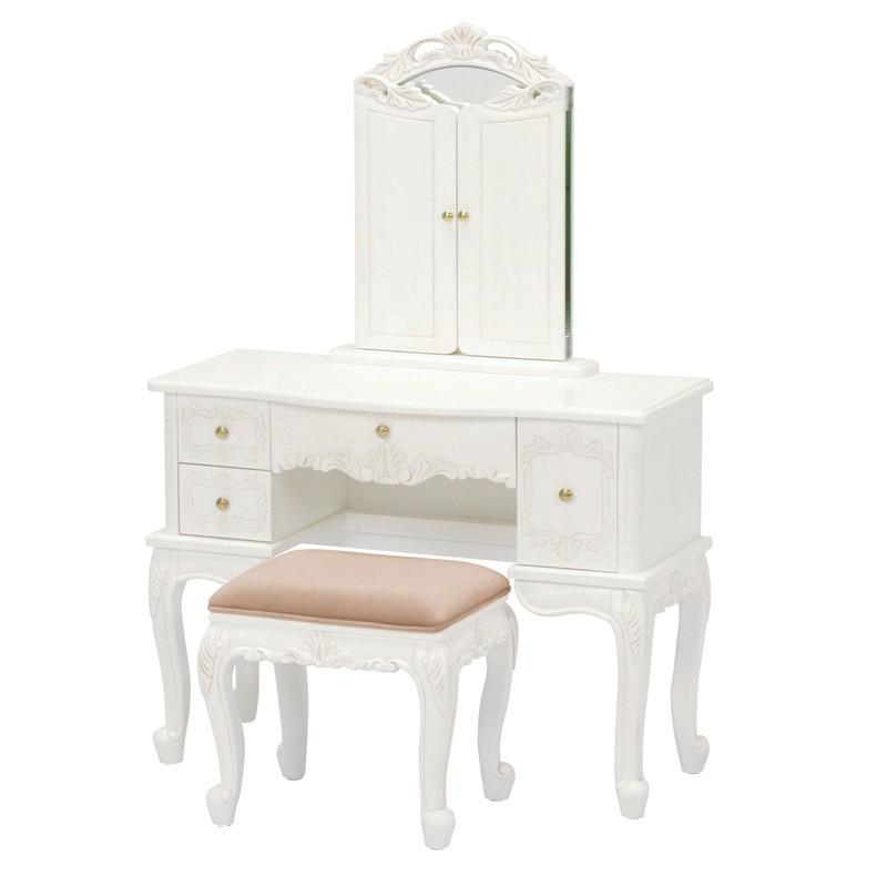 ドレッサーセット 椅子 スツールセット ネコ脚 三面鏡 ドレッサーテーブル ドレッサーデスク     テーブルチェアセット 3面鏡 RD-1877AW |  | 05