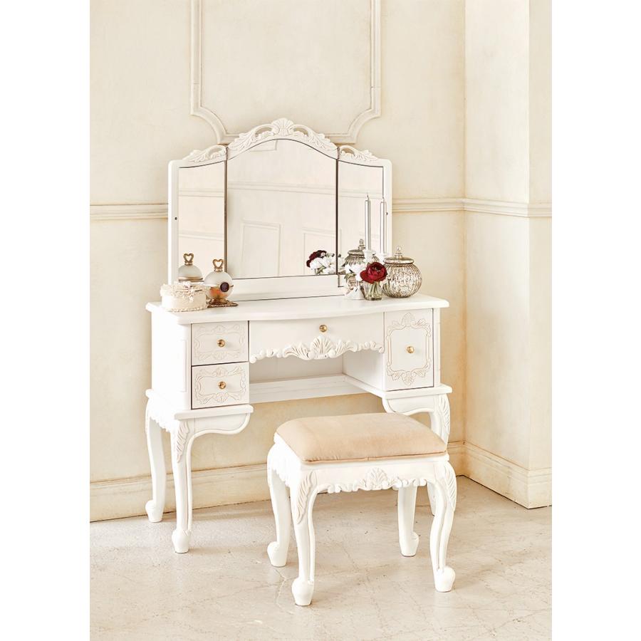 ドレッサーセット 椅子 スツールセット ネコ脚 三面鏡 ドレッサーテーブル ドレッサーデスク     テーブルチェアセット 3面鏡 RD-1877AW |  | 06