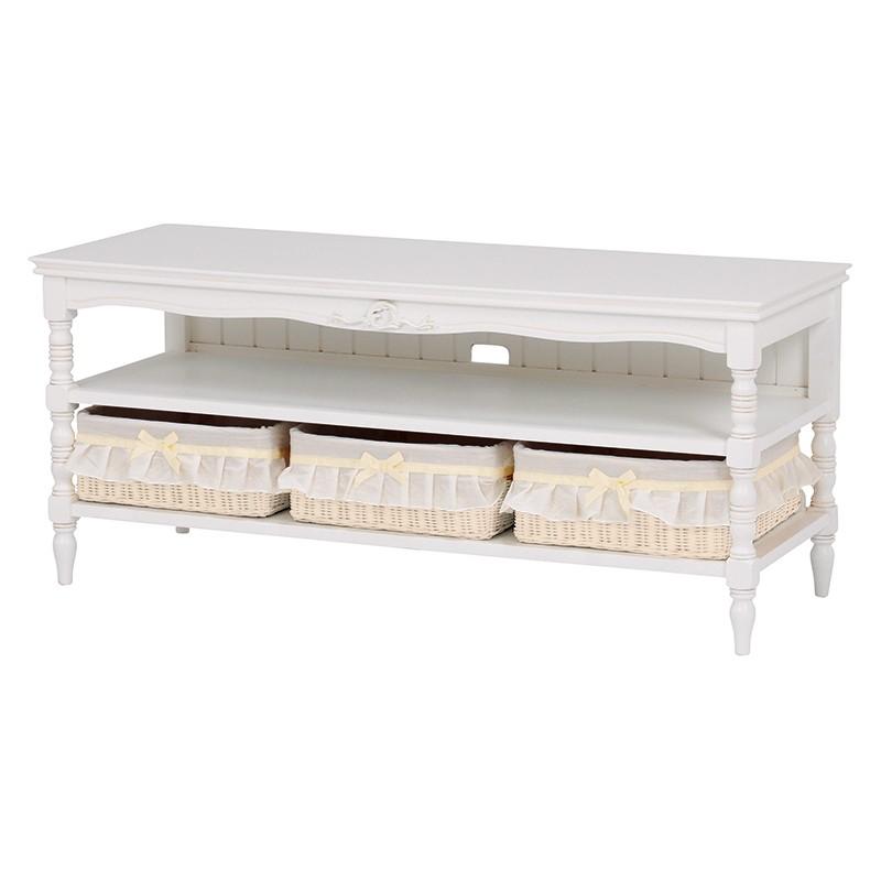 北欧風ボード バスケット3個 テレビ台 カゴ リビング収納 テレビボード ローボード 収納 TV台 電話台 花台 RTV-1679 | 