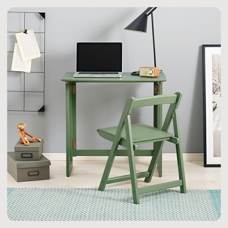 デスクチェアセット 折りたたみ おしゃれ コンパクト くすみカラー かわいい 韓国インテリア 木製 リビング学習 ワークデスク 椅子付き VCT-7799 |  | 03
