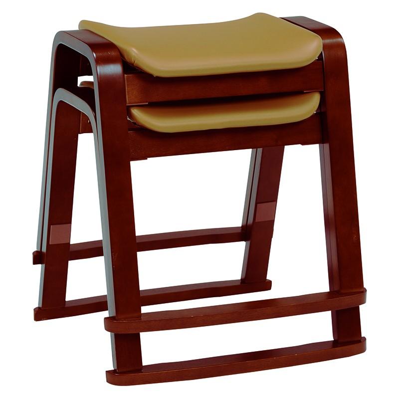 2台セット スタッキングスツール スタッキングチェアー 椅子 木製 補助椅子 ちょい掛け用 荷物置き  省スペース 北欧 VH-7931DBR |  | 03