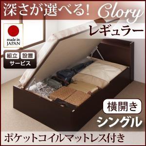 組立設置付 日本製 ガス圧 クローリー レギュラー シングル 横開き オリジナルポケットコイルマットレス付 跳ね上げベッド 収納ベッド 040106653 | 
