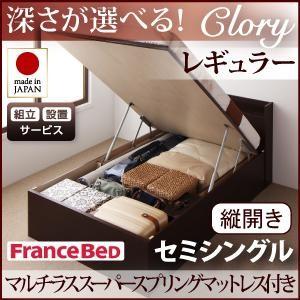 組立設置付 日本製 ガス圧 クローリー レギュラー セミシングル 縦開き マルチラススーパースプリングマットレス付 跳ね上げベッド 収納ベッド セミ040106736 | 