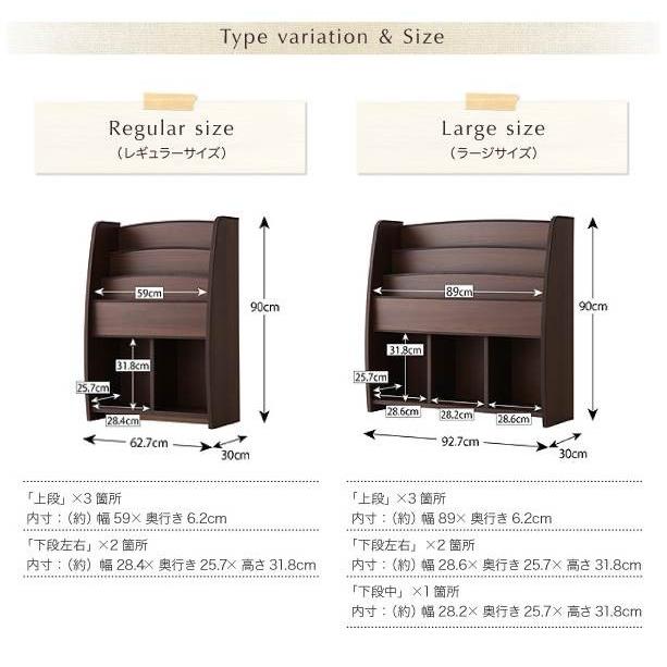 ソフト素材キッズファニチャー・リビングカラーシリーズ L'kids エルキッズ 棚付絵本ラック レギュラー 絵本棚 本収納 子ども用家具 子供用本棚  040500274 |  | 03