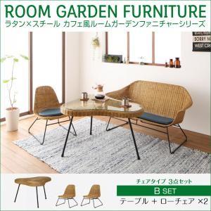 ルームガーデン ネイス セットB テーブル+ローチェア×２ ガラステーブル ダイニングテーブルセット ダイニングセット 040601292 | 