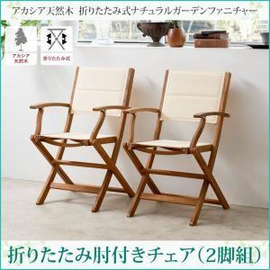アカシア天然木 折りたたみ式ナチュラルガーデンファニチャー Relat リラト ガーデンチェア 2脚組 肘付き ベランダ用チェア ベランダ椅子  500024513 | 