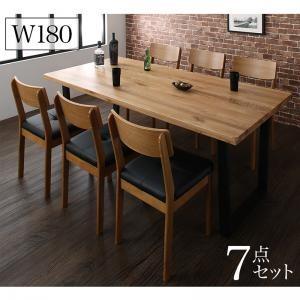 オーク無垢材テーブル　ヴィンテージデザインダイニング Lepus レプス 7点セット(テーブル+チェア6脚) W180 | 