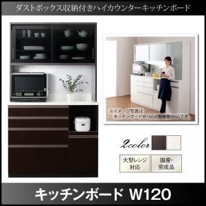 ダストボックス収納付きハイカウンターキッチンボード Pranzo プランゾ W120 日本製 完成品 食器棚 レンジ台 幅120 レンジボード 500026773 | 