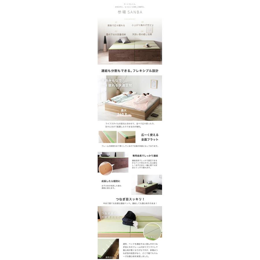 日本製 い草ベッド シングル ロータイプ 収納ベッド ナチュラル ブラウン 国産 和モダン い草畳ベッド 和風 レトロ ベッドフレームのみ ヘッドレス 連結 木製 | ブランド登録なし | 01