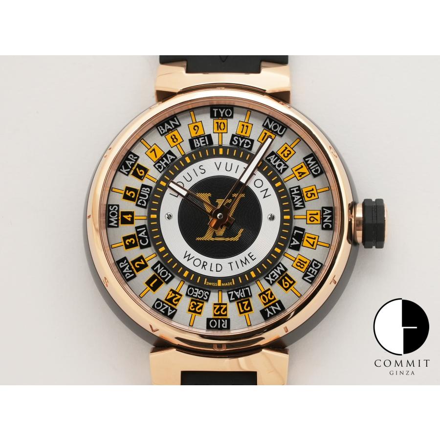 ルイヴィトン タンブール ワールドタイム ランウェイ ユニバーサル ジャーニー Ref.Q1BK0 SS×BLACK PVD/18KPG シルバー文字盤 | LOUIS VUITTON