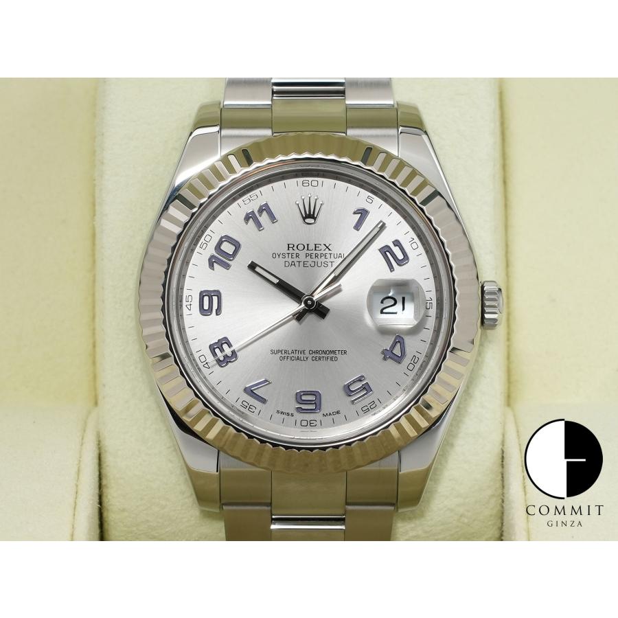 ロレックス デイトジャストII Ref.116334 ステンレススチール/ホワイトゴールド シルバーブルーアラビア文字盤 オイスターブレスレット | デイトジャスト