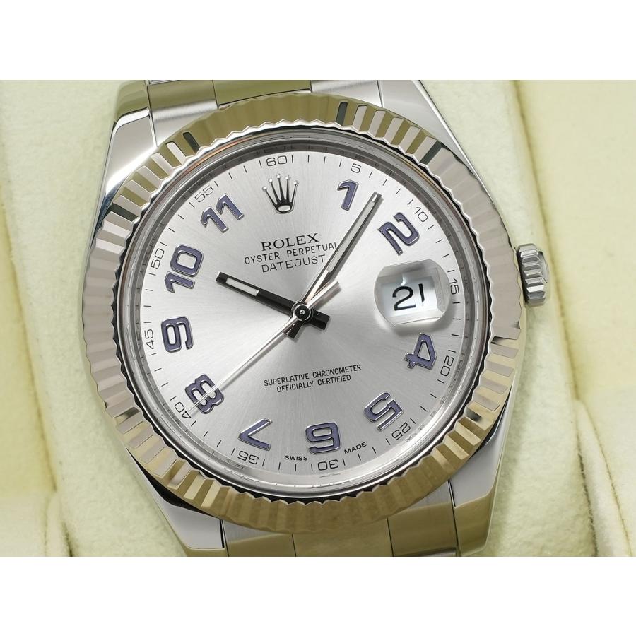 ロレックス デイトジャストII Ref.116334 ステンレススチール/ホワイトゴールド シルバーブルーアラビア文字盤 オイスターブレスレット | デイトジャスト | 02