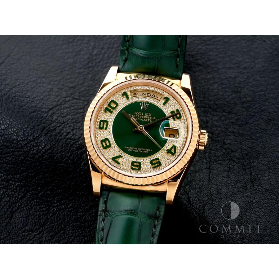 ロレックス デイデイト36 Ref.118138 イエローゴールド グリーンアラビアxパヴェダイヤ文字盤 | デイデイト | 10