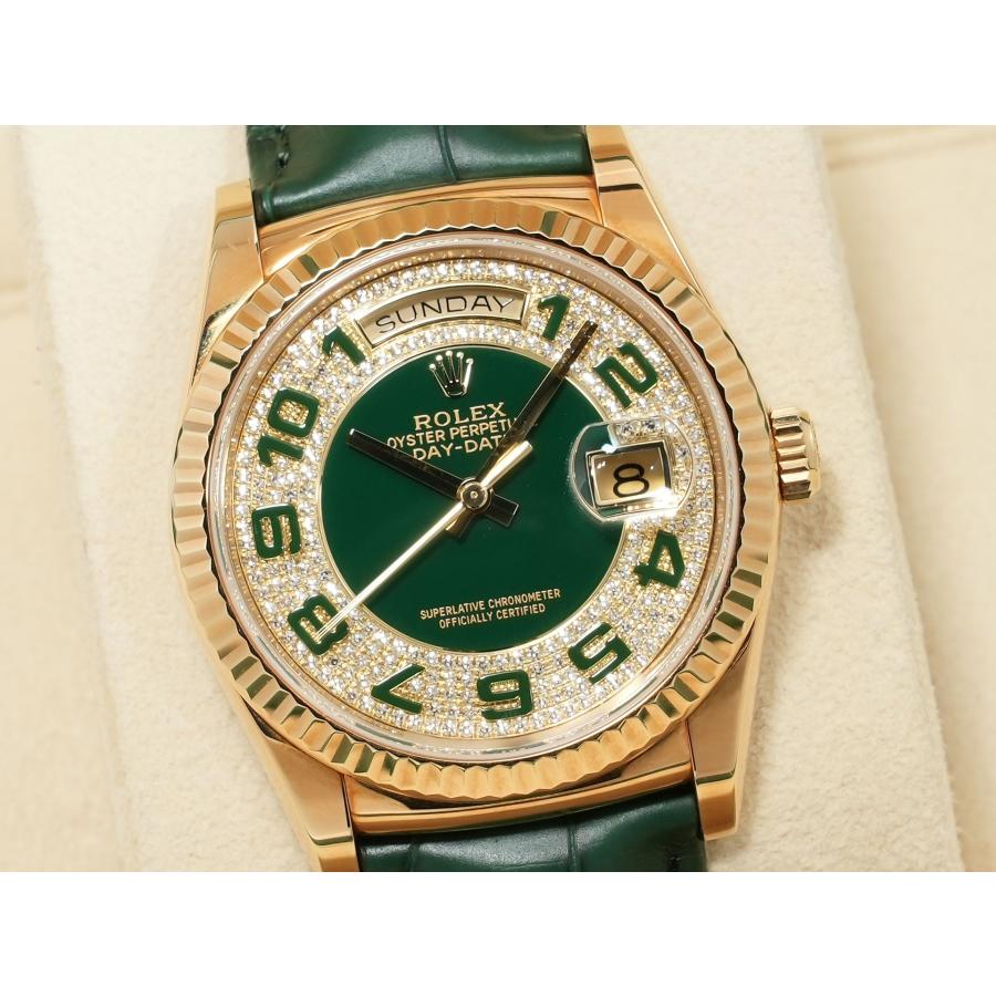 ロレックス デイデイト36 Ref.118138 イエローゴールド グリーンアラビアxパヴェダイヤ文字盤 | デイデイト | 02