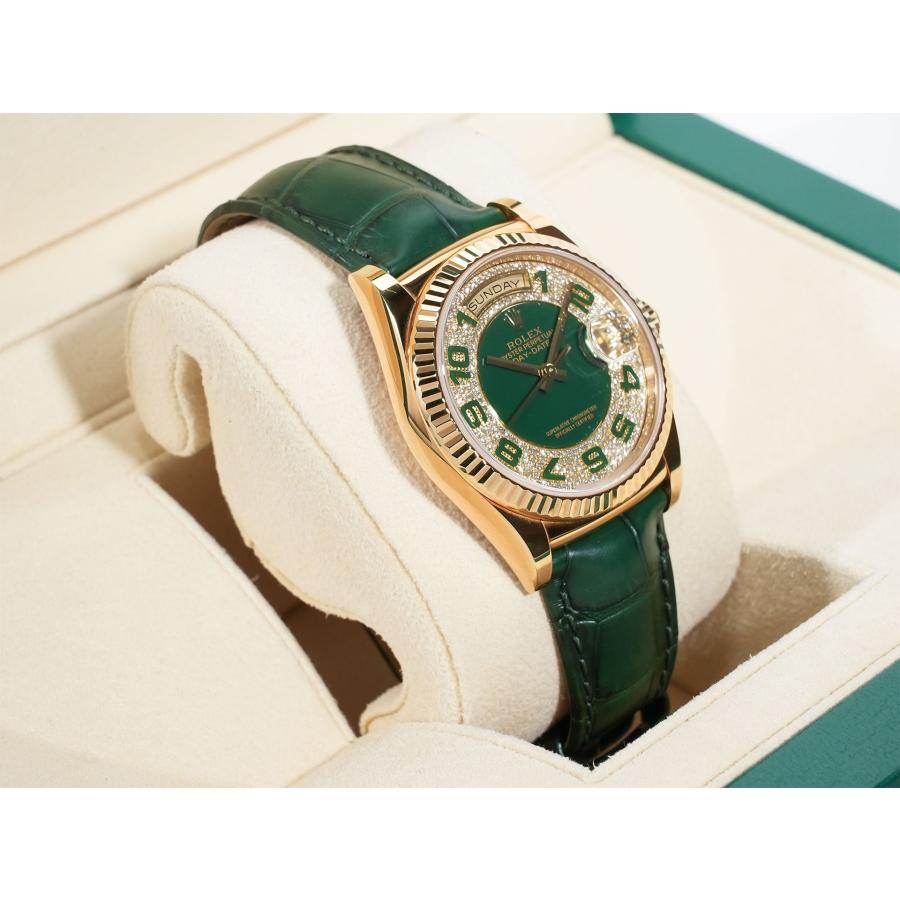 ロレックス デイデイト36 Ref.118138 イエローゴールド グリーンアラビアxパヴェダイヤ文字盤 | デイデイト | 04