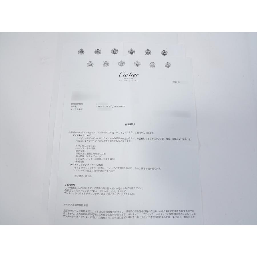 カルティエ タンク ミニ Ref.WB2016DY イエローゴールド シルバー文字盤 | Cartier | 09