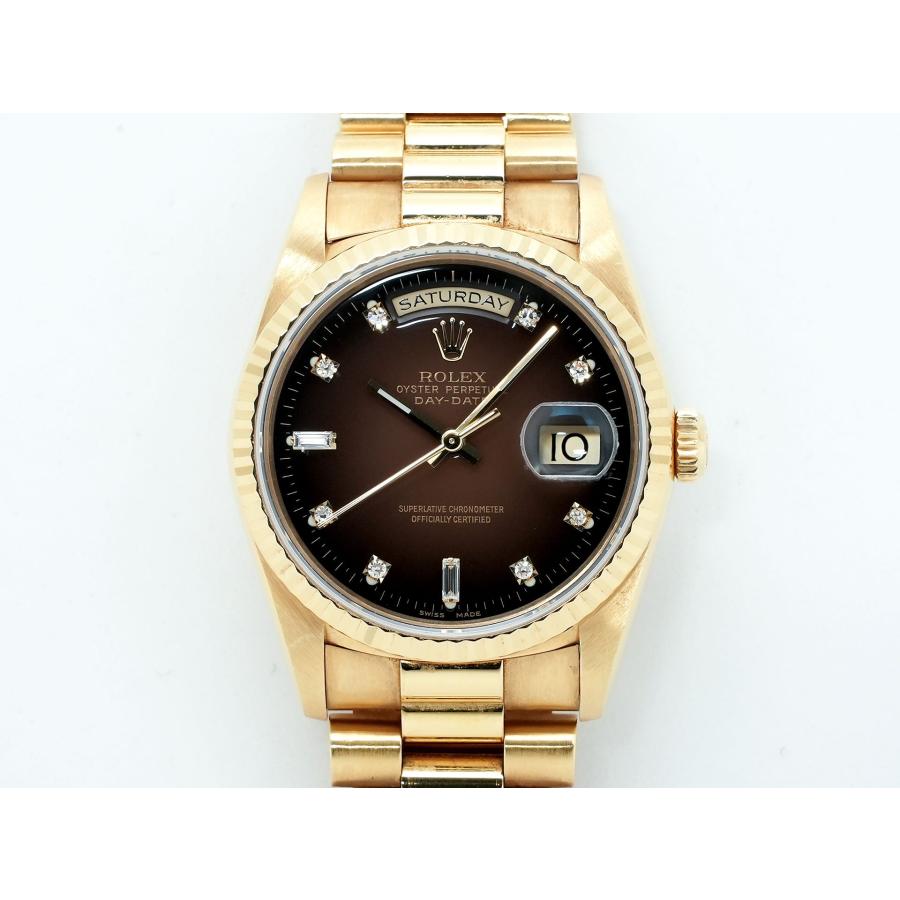 ロレックス デイデイト36 Ref.18238 イエローゴールド ブラウングラデーション×10Pダイヤ文字盤 | デイデイト | 01