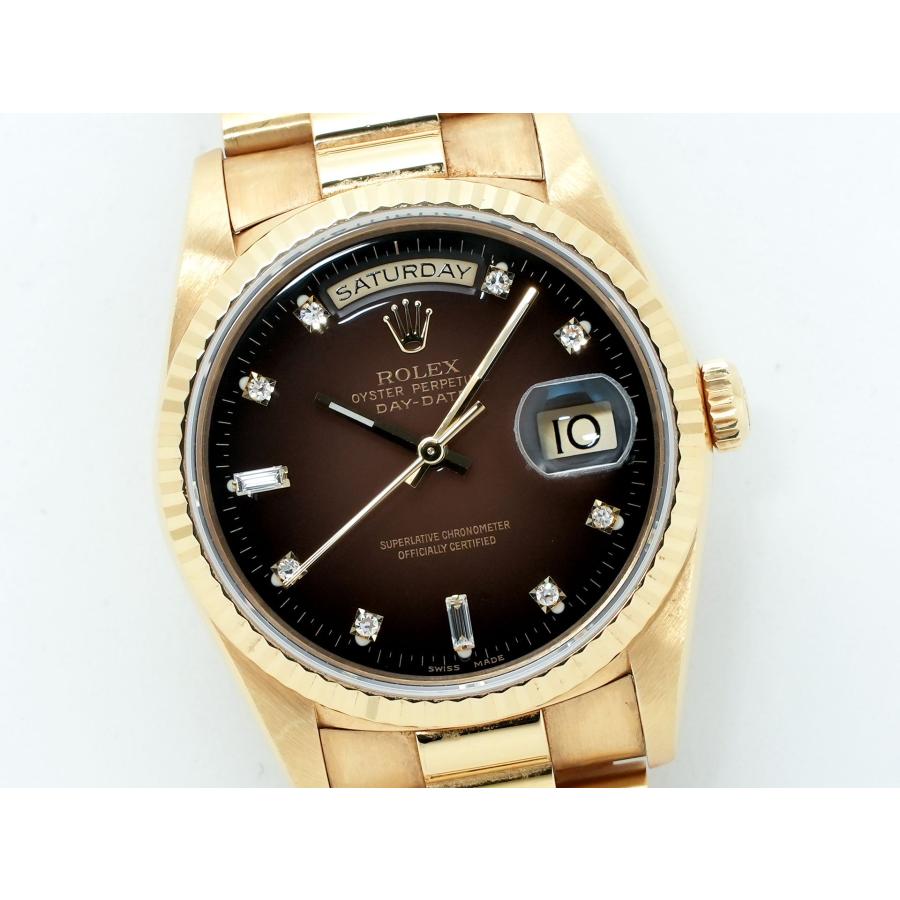 ロレックス デイデイト36 Ref.18238 イエローゴールド ブラウングラデーション×10Pダイヤ文字盤 | デイデイト | 02