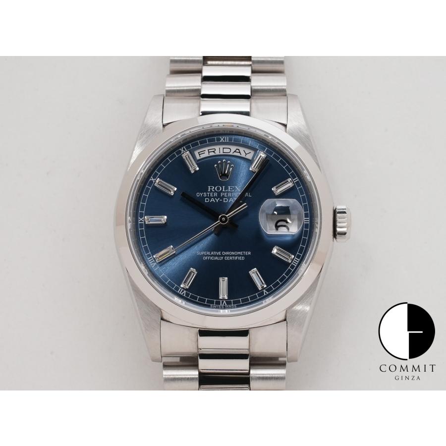 ロレックス デイデイト Ref.18206B PT ブルーx10Pバゲットダイヤ文字盤 | デイデイト