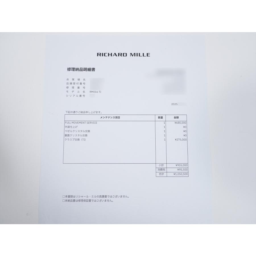 リシャールミル オートマティック エクストラフラット Ref.RM016 チタニウム スケルトン文字盤 | リシャール・ミル | 09