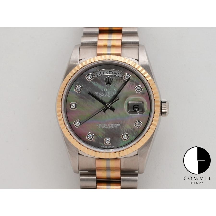 ロレックス デイデイト トリドール Ref.18239BIC WG/RG/YG ブラックシェル x 10Pダイヤ文字盤 | デイデイト
