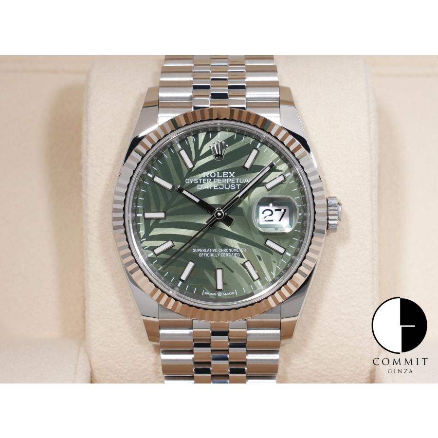 ロレックス デイトジャスト36 Ref.126234 ステンレススチール/ホワイトゴールド グリーンパーム文字盤 ジュビリーブレスレット | デイトジャスト