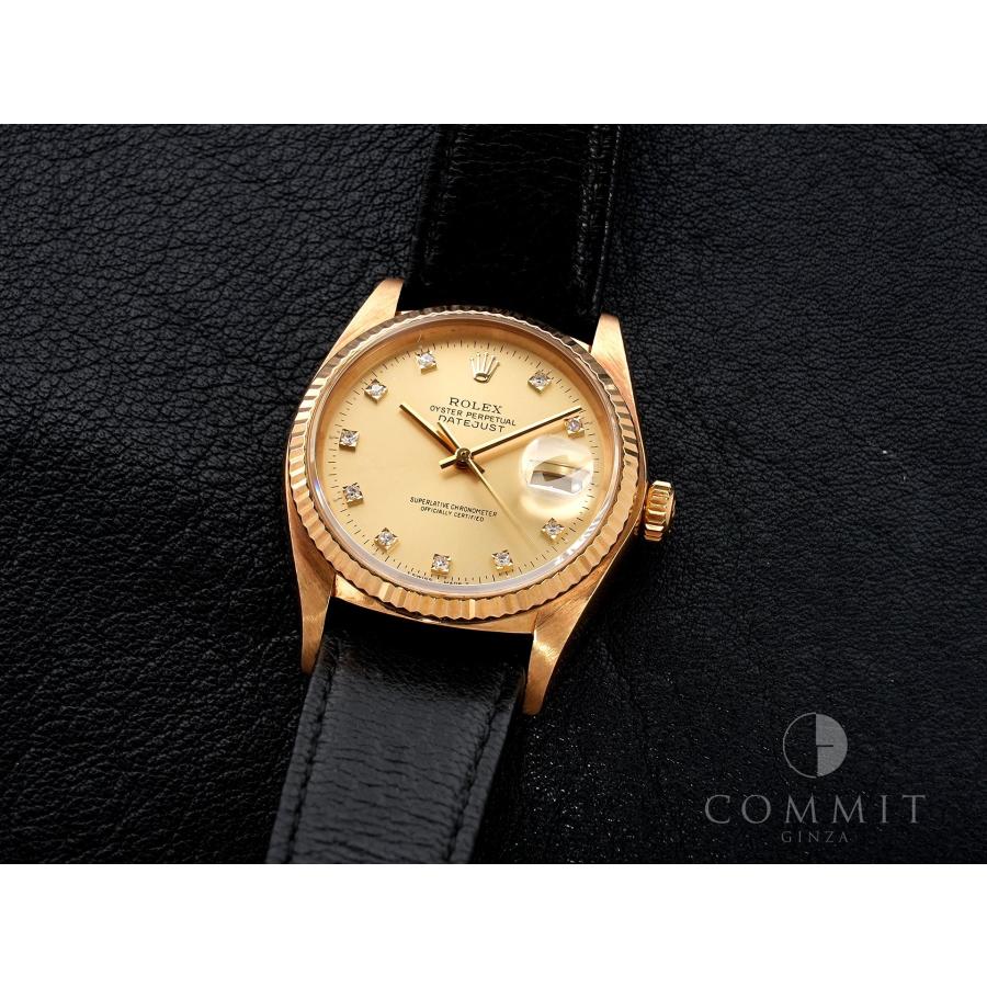 ロレックス デイトジャスト Ref.16018 イエローゴールド シャンパンx10Pダイヤ文字盤 革ベルト | デイトジャスト | 12