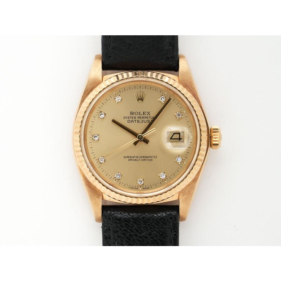 ロレックス デイトジャスト Ref.16018 イエローゴールド シャンパンx10Pダイヤ文字盤 革ベルト | デイトジャスト | 01