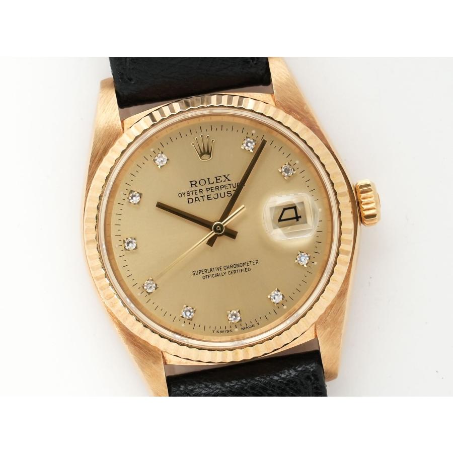 ロレックス デイトジャスト Ref.16018 イエローゴールド シャンパンx10Pダイヤ文字盤 革ベルト | デイトジャスト | 02