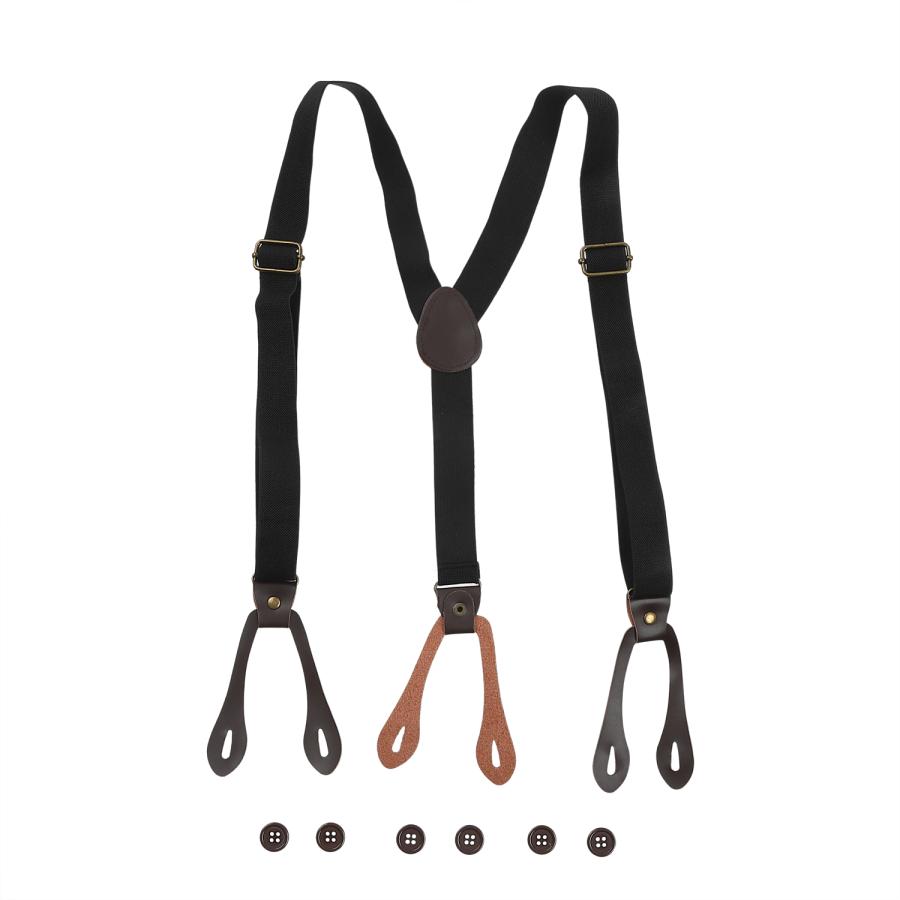 haoa フラットタイプ ボタン式 サスペンダー ボタン6個付き 2.5cm幅