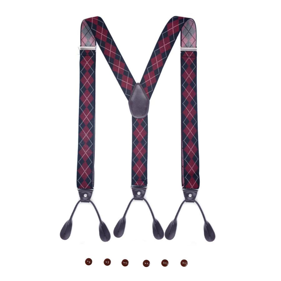 haoa ボタン式 サスペンダー カジュアル ズボンつり 幅広 長さ調節可能 吊りバンド ボタン型 Y型 ショルダーサスペンダー 3.5cm幅 ボタン６個付き |  | 07