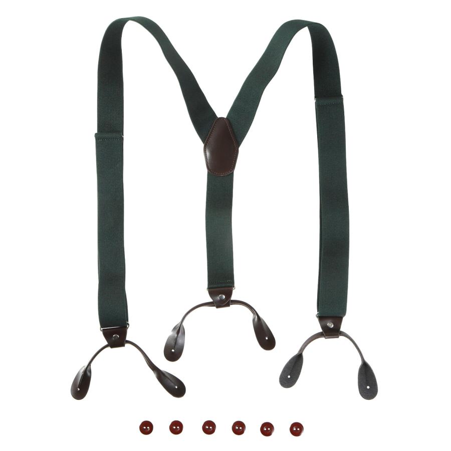 haoa ボタン式 サスペンダー カジュアル ズボンつり 幅広 長さ調節可能 吊りバンド ボタン型 Y型 ショルダーサスペンダー 3.5cm幅 ボタン６個付き |  | 05