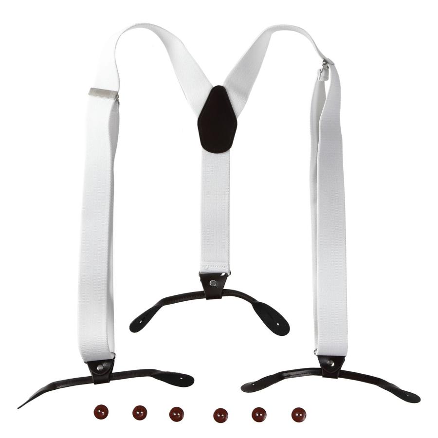 haoa ボタン式 サスペンダー カジュアル ズボンつり 幅広 長さ調節可能 吊りバンド ボタン型 Y型 ショルダーサスペンダー 3.5cm幅 ボタン６個付き |  | 03