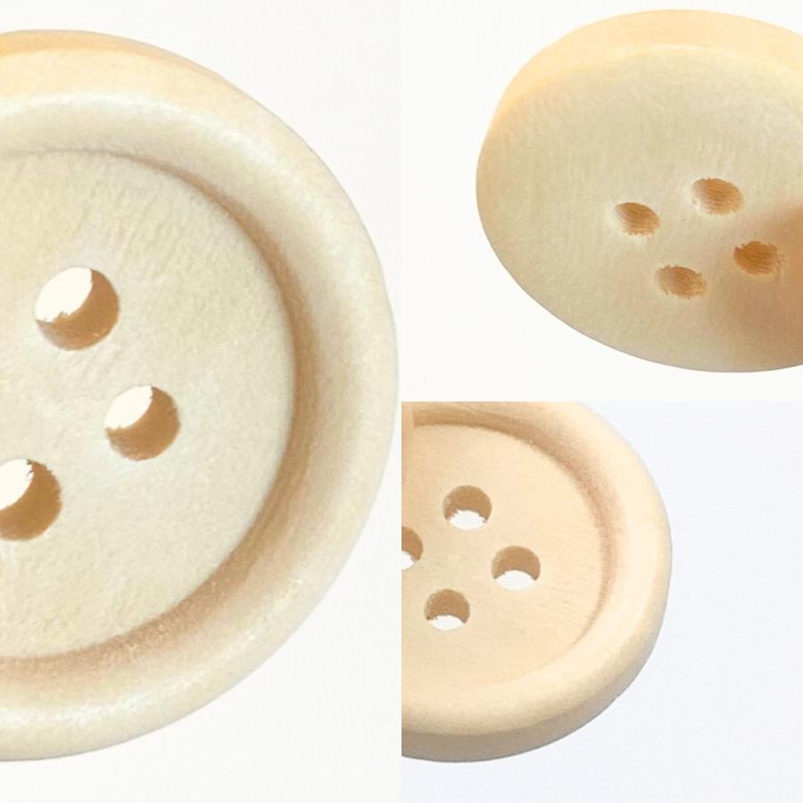 haoa 木製 ボタン 6個セット 直径15mm 18mm 20mm 4つ穴ボタン 純木製