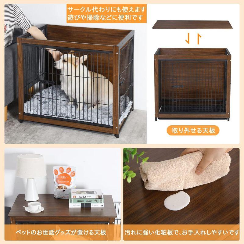 小型犬用ケージ 屋根付き 木製犬小屋 大きい おしゃれ ウッディサークル 室内 うさぎケージ すのこ/トレー付き 幅60cm 屋根付き 木製犬小屋 大きい おしゃれ ウッディサークル 室内 うさぎケージ すのこ/トレー付き 幅60cm