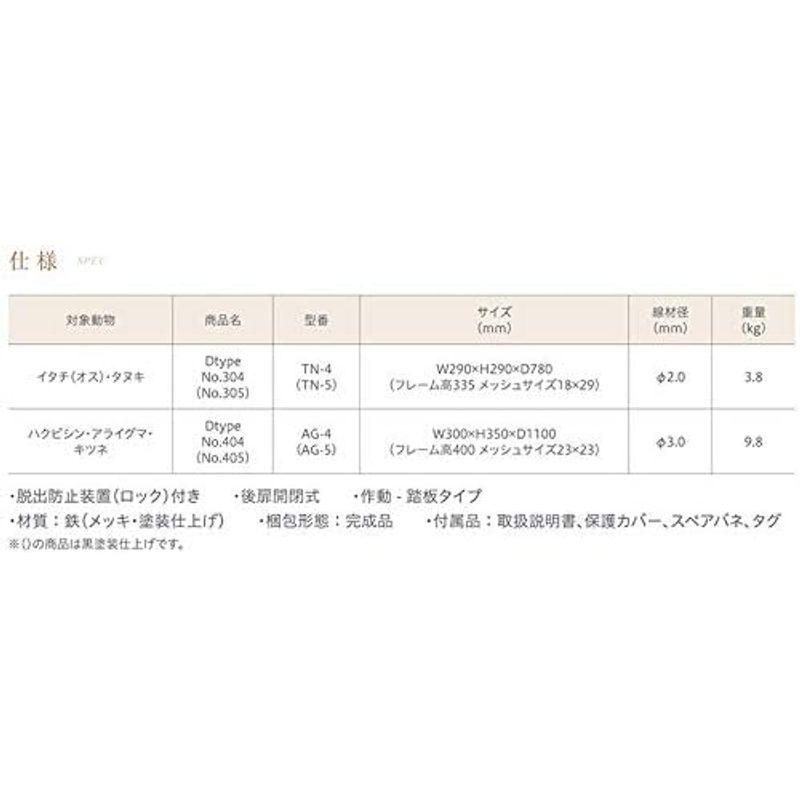 D　type　No.404　AG-4　ハクビシン　キツネ　撃退　狐　保護用　退治　栄工業　アライグマ　害獣駆除　捕獲器　T野D