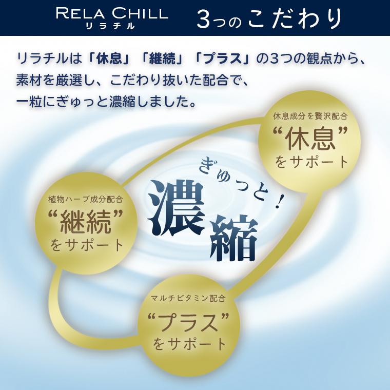 トリプトファン サプリメント 1ヶ月分 RELA CHILL リフレッシュ リラックス 睡眠サポート サプリ chillout グリシン テアニン 葉酸 セントジョーンズワート GABA｜como-nomo｜04