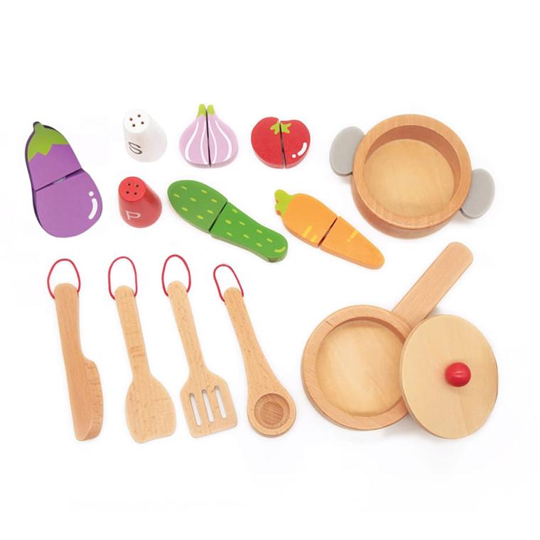 【数量限定｜食材おまけ入り】木のおもちゃ ままごと ClassicWORLD クラシックワールド シェフズ キッチンセット 3歳 ごっこ遊び 木製玩具 知育玩具 おうち時間の画像