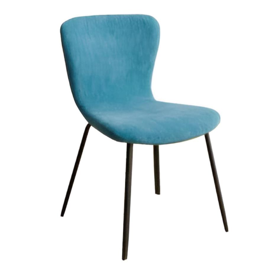 コーデュロイ素材の青いリクライニングダイニングチェア コーデュロイ素材の青いリクライニングダイニングチェア