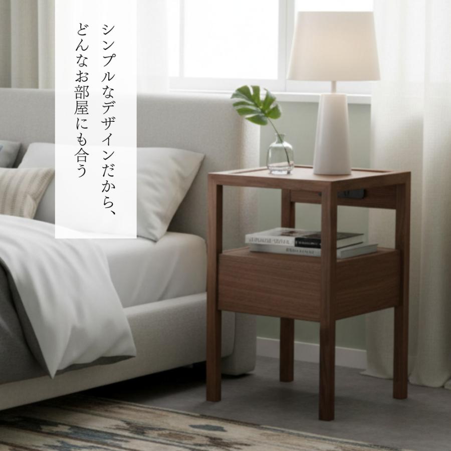 重厚 無垢材 サイドテーブル ナイトテーブル 電話台 飾り台 収納棚 重量家具 ナイトテーブル サイドテーブル 幅30 オープンラック 天然木 無垢 完成
